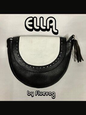 *BARELY USED* 2013 Fluevog Bag ELLA Crossbody Bag Black & White, Leather!